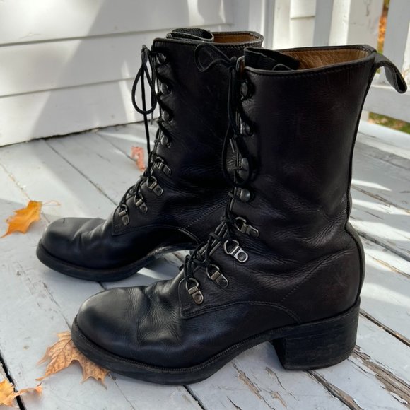 Combat Boots Block Heel, Lace-up . - Picture 3 of 6